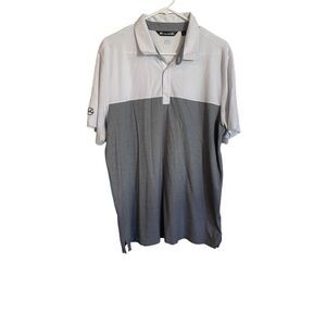 Travis Mathew Mens White & Gray Short-Sleeve Pointed Collar Polo Shirt Extra Lar